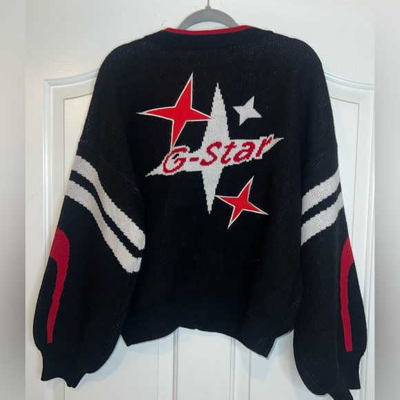 G-STAR RAW Wool Blend Loose Knitted Cardigan Sweater W/Stars Women’s Size XL NWT - Picture 6 of 15